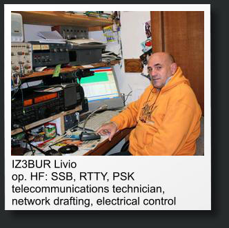 IZ3BUR Livio op. HF: SSB, RTTY, PSK telecommunications technician, network drafting, electrical control