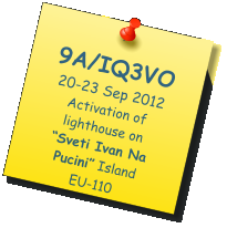 9A/IQ3VO 20-23 Sep 2012 Activation of lighthouse on “Sveti Ivan Na Pucini” Island EU-110