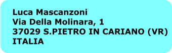 Luca Mascanzoni Via Della Molinara, 1 37029 S.PIETRO IN CARIANO (VR) ITALIA