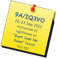 9A/IQ3VO 20-23 Sep 2012 Activation of lighthouse on Sveti Ivan Na Pucini Island EU-110